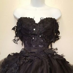 BELLA BLACK SWAN Goth Corset Wedding Ballgown Set